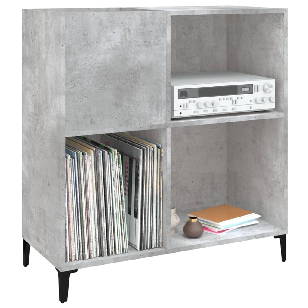 Mobile Porta Dischi Grigio Cemento 84,5x38x89 Legno Multistrato,Supporto per Giradischi,Supporto per Giradischi in Legno,Supporto per Giradischi con Spazio di archiviazione
