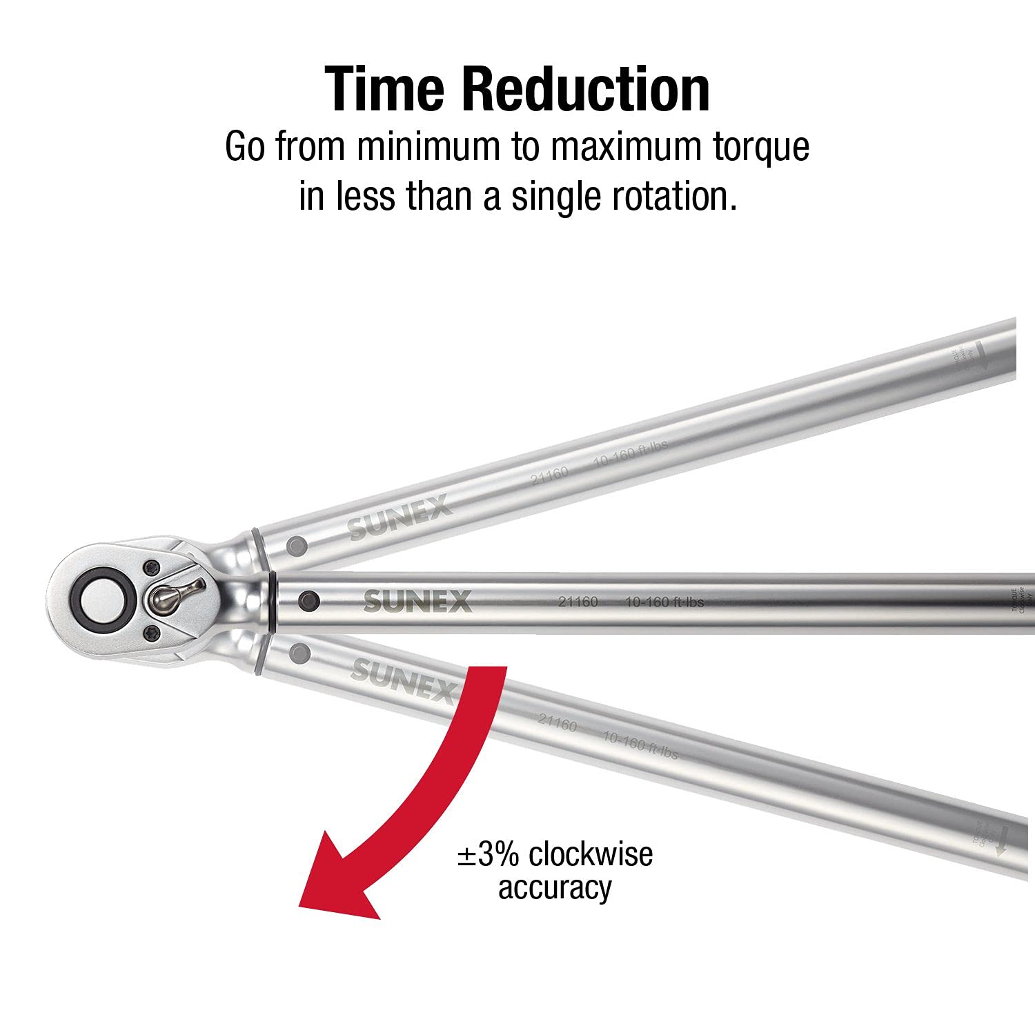 SUNEX TOOLS 21160 1/2-Inch Drive Indexing Torque Wrench, 10-160 ft