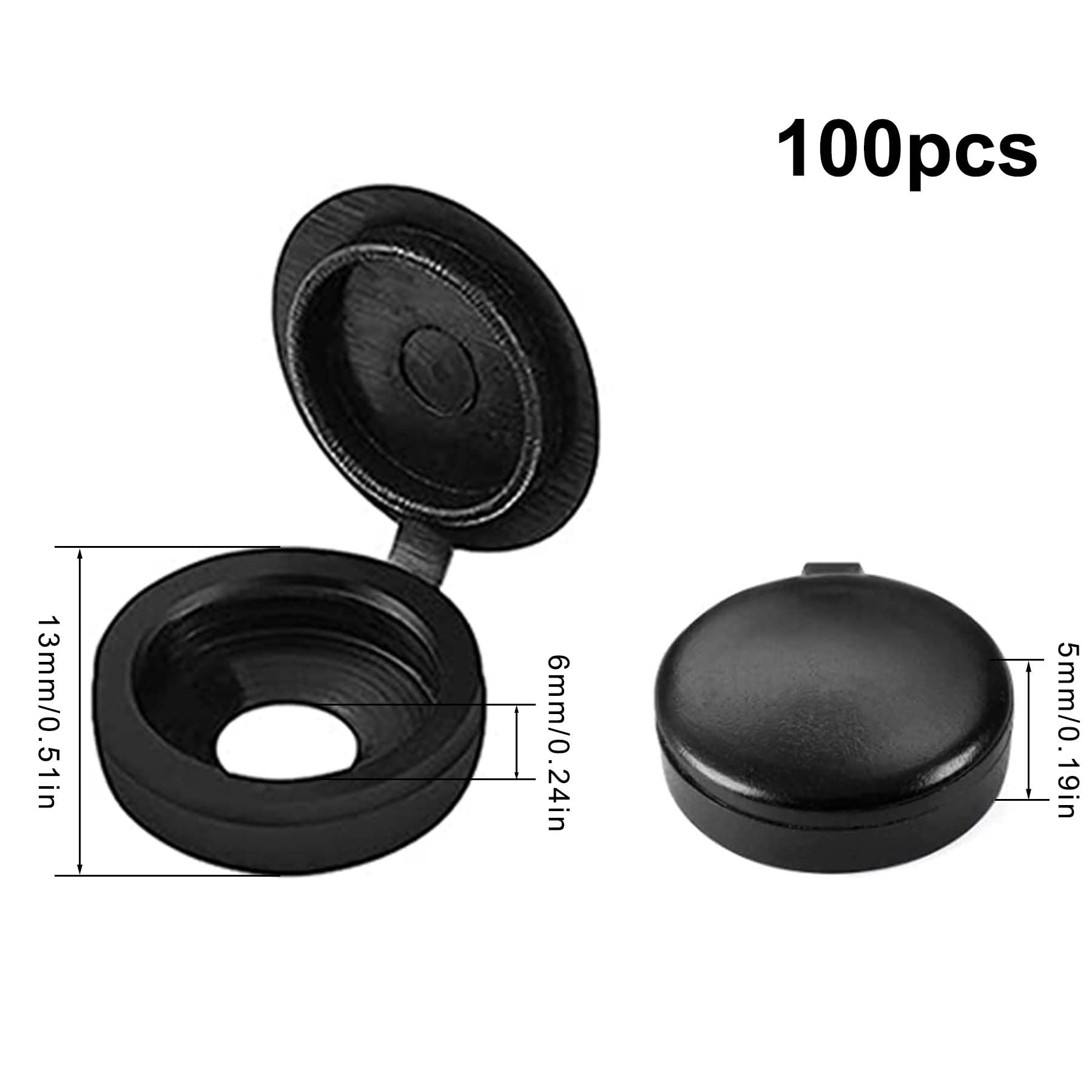 100 Pezzi Coprivite Neri 16 Mm - Tappi In Plastica Ripiegabili, Per Nascondere Viti Su Mobili E Porte