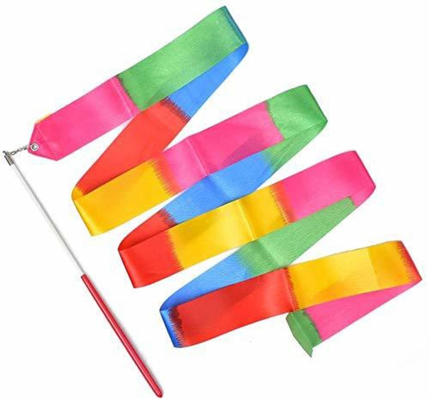 Rhythmic Gymnastic Dancing Ribbon Streamer Stick, 19 ft Satin Silk Dance Ribbon with 0.98 ft Handle Rod, Sparkly Twirling Streamer for Kids & Adults Exercise, Dance Equipment (1 Piece, Multicolor)-picture-26