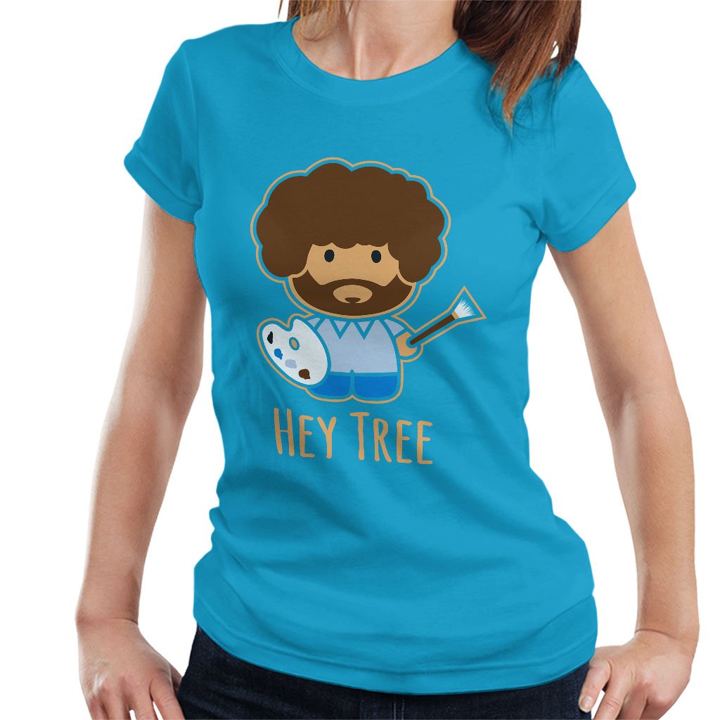 Cloud City 7 Women's Sapphire Bob Ross Painting Hey Tree T-Shirt Medium