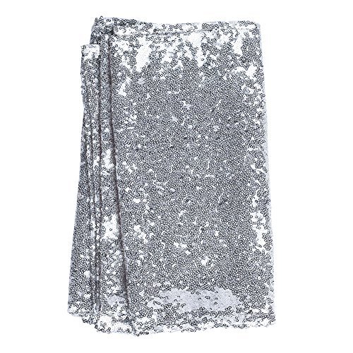 Buy Ling's moment 12 x 108 Inch Silver Sequin Table Runner For Wedding