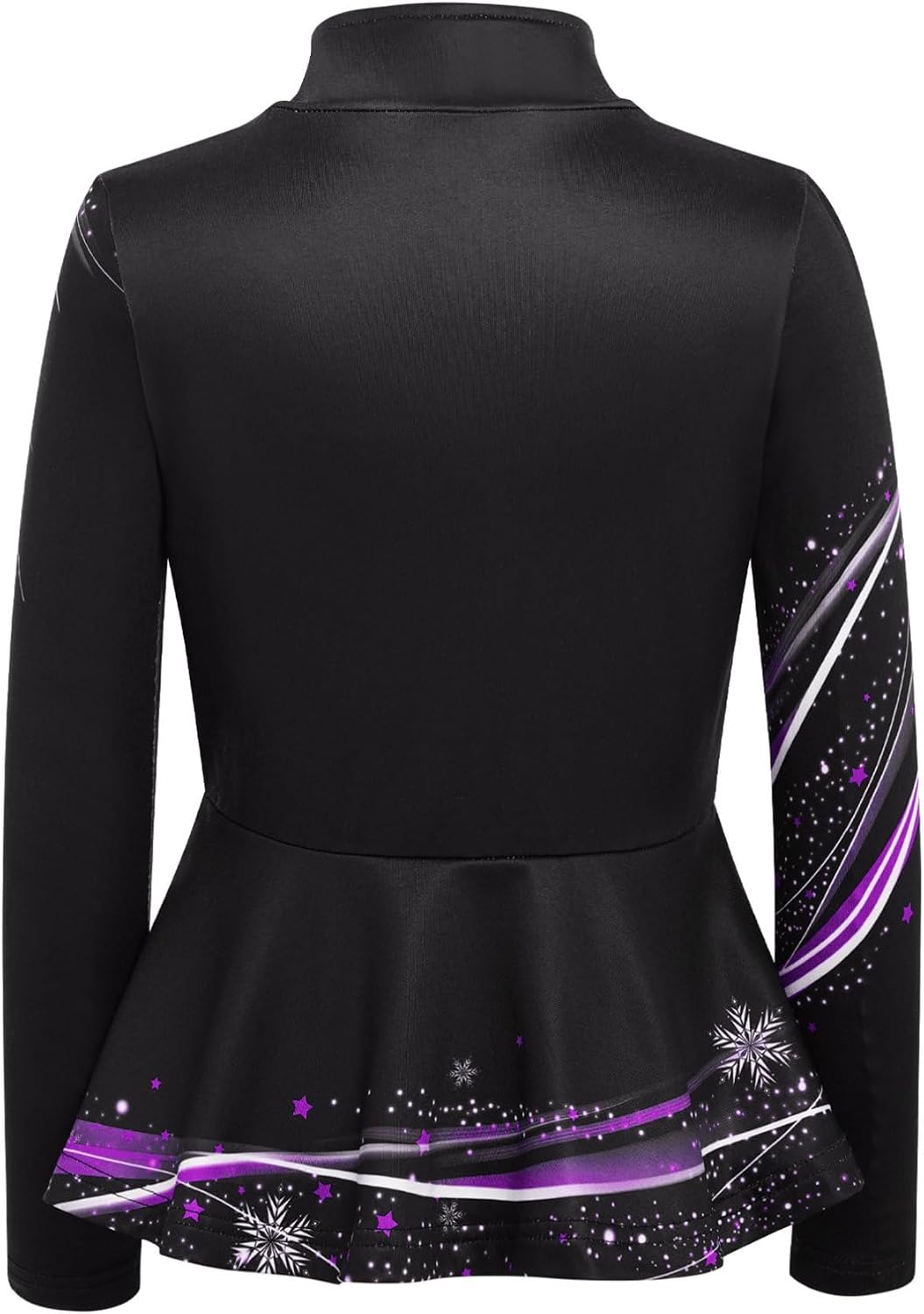 YiZYiF Kids Girls Stylish Print Figure Skating Jacket Ice Skating Training Peplum Jacket Full Zip Practice Coat