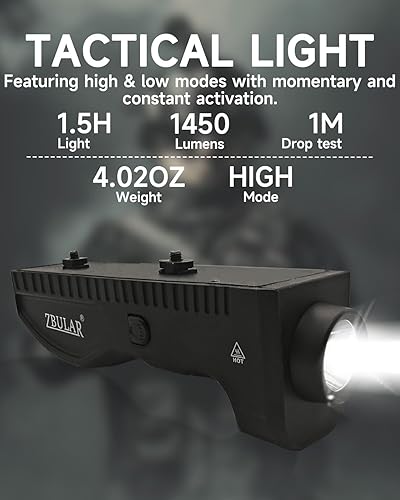 Miniatura 2 de Luz de arma de 1450 lúmenes, linterna táctica para rifle, luz de arma de montaje MLOK con riel M-Lok