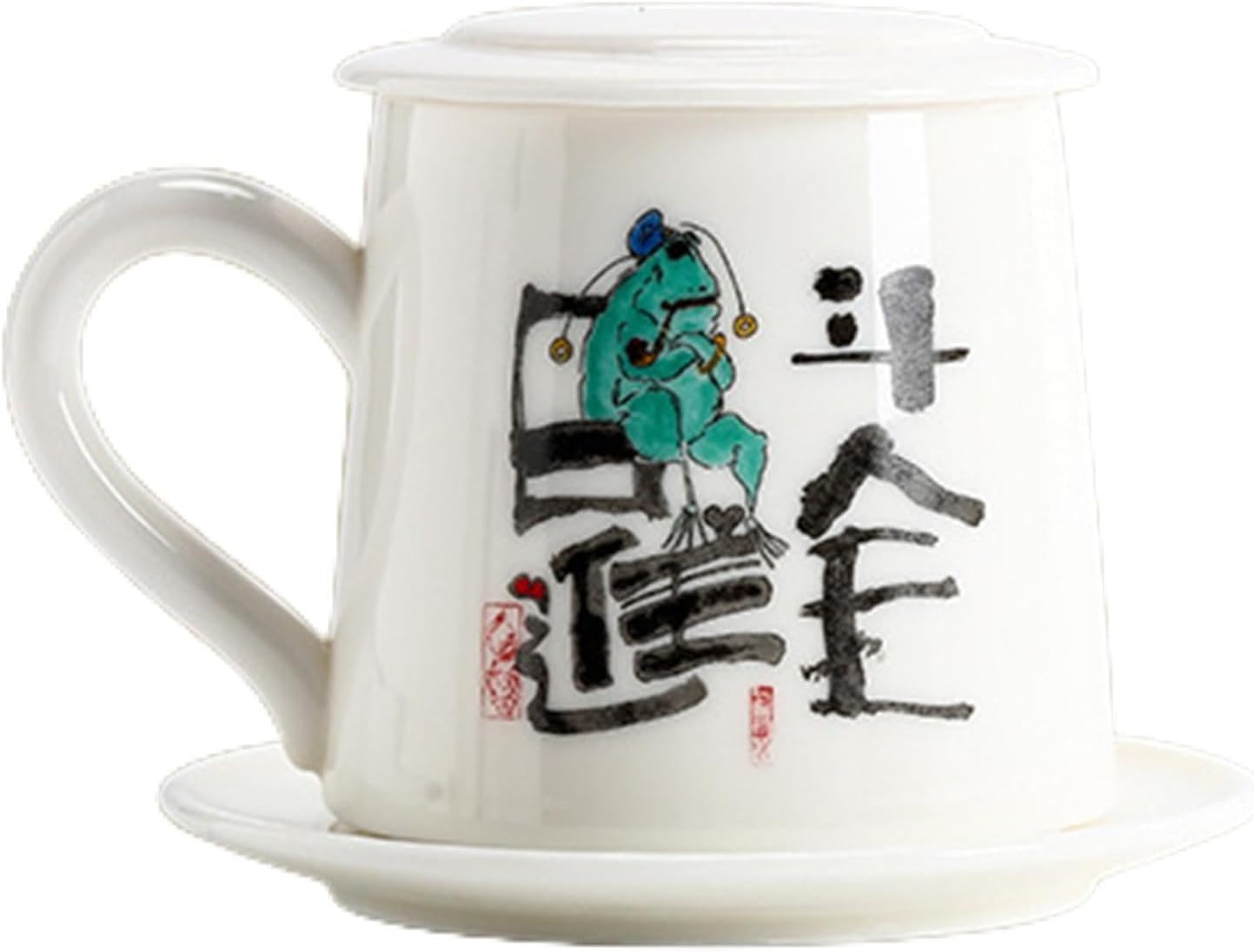 Lidded Ceramic Tea Cup Set, For Office or Home-style1