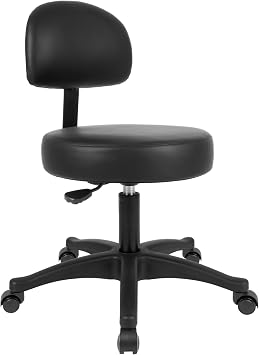 TAKE UR SEAT Economical Multi-Purpose Medical Spa Chair Stool with Adjustable seat and Back Height. Advanced Fabric seat Cover is Easy to Clean. Self-Braking Casters Table Height Black