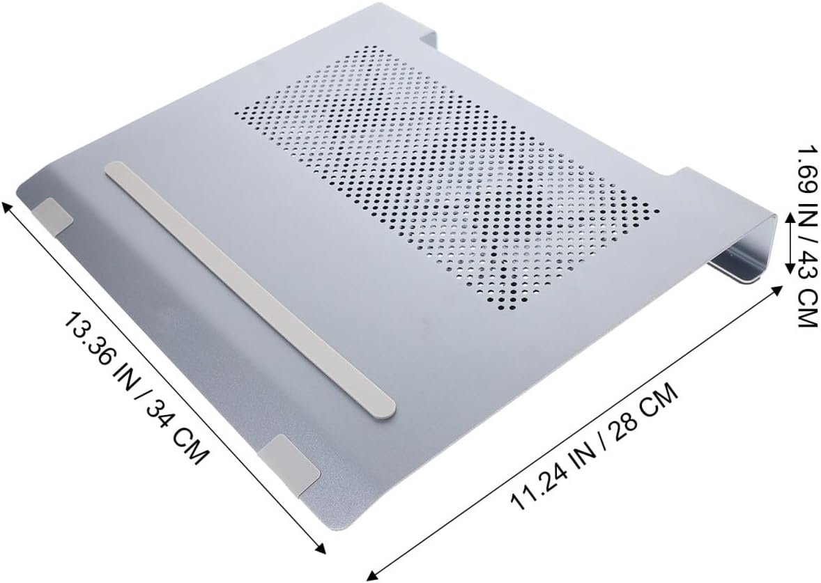 Veemoon Aluminum Alloy Laptop Cooling Pad with Quiet USB Fan, Ventilated Riser Stand for Laptops to 17.3 Inch, Gray Cooler Support for Gaming and Office Use