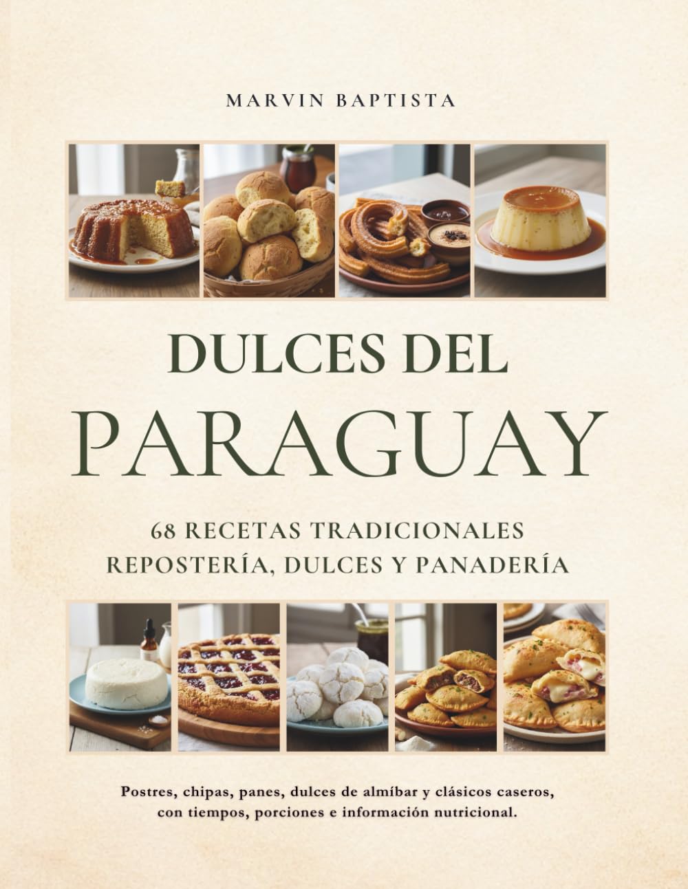 Dulces del Paraguay 68 Recetas Tradicionales Repostería, Dulces y Panadería: Postres, chipas, panes, dulces de almíbar y clásicos caseros, con tiempos, porciones e información nutricional.