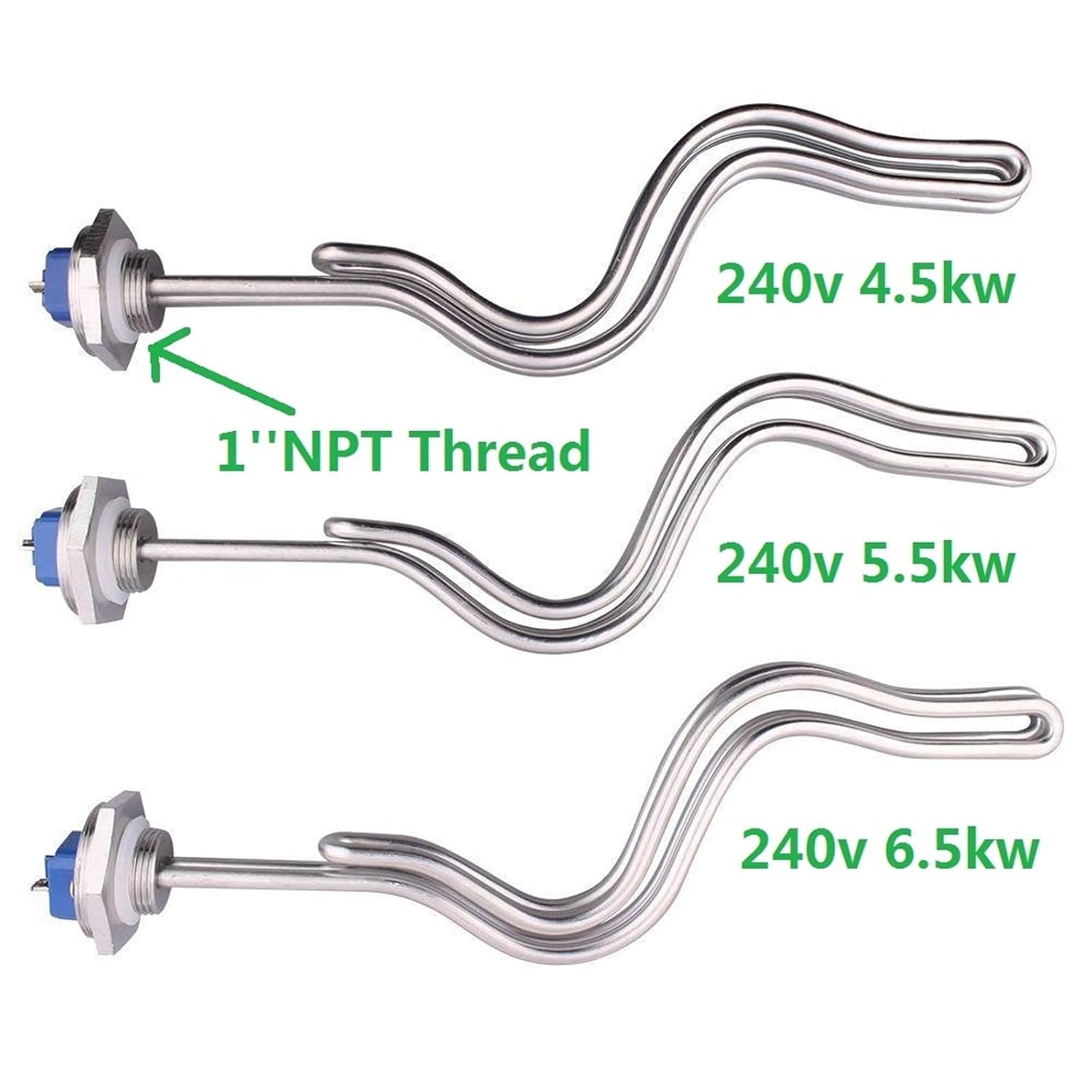 Element Heating 240V 1 INCH NPT Immersion Heater Stainless Steel 304 Heating Element For Brewing Equipment 32mm Thread 4500w 5500w 6500w(Heater only,240V_4.5KW)