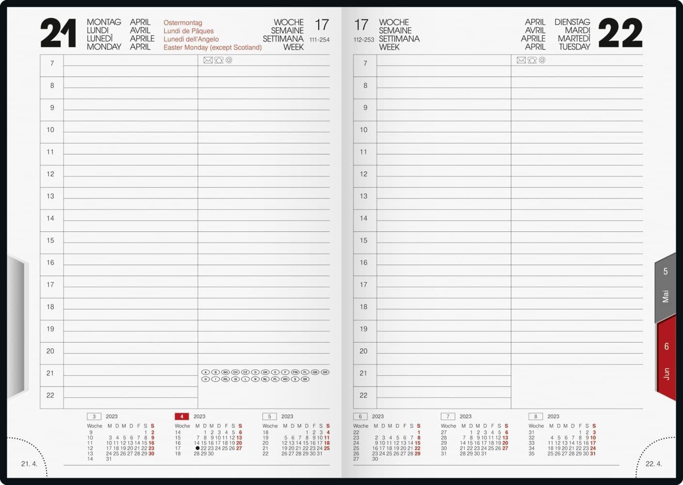 rido/idé Roma 1 2023 Daily Calendar Sheet Size 14.2 x 20 cm Dark Blue