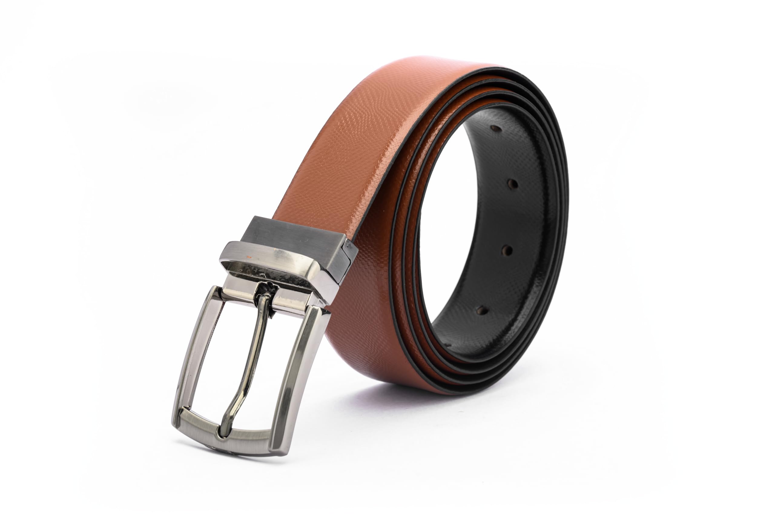 Leather Company Italian 35 MM Black/Tan Premium Reversible Leather Men's Belt-image-23