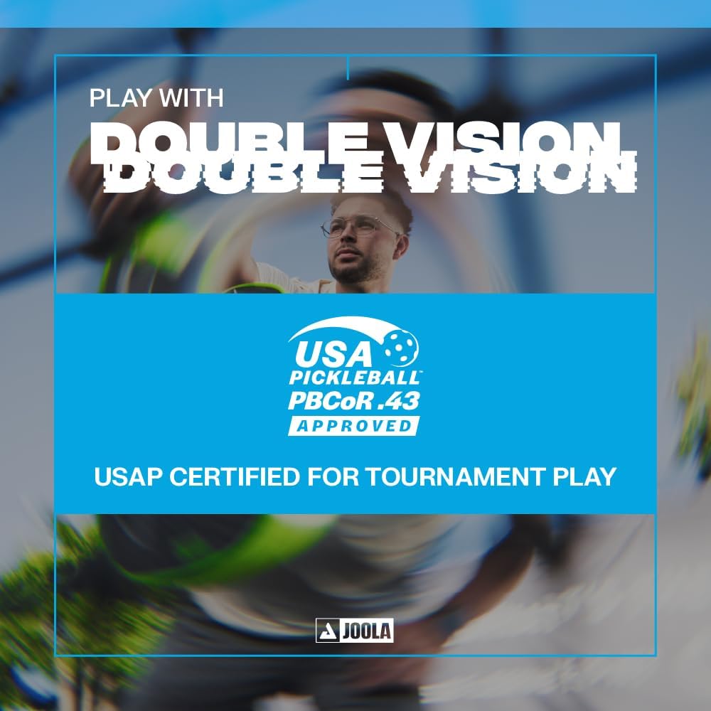 JOOLA Double Vision 16mm Pickleball Paddle - Signature and Standard Shape - Aramid Surface for Softer Responsive Touch - SK Film for Reduce Vibration - USAP Approved - NFC Chip Enabled - Image 5