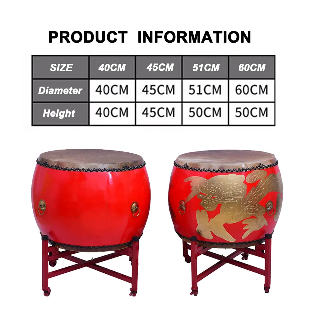 Tamburo cinese con supporto, tamburi acuti in legno massiccio, supporto per spettacoli di festival,Dragon drum,58CM