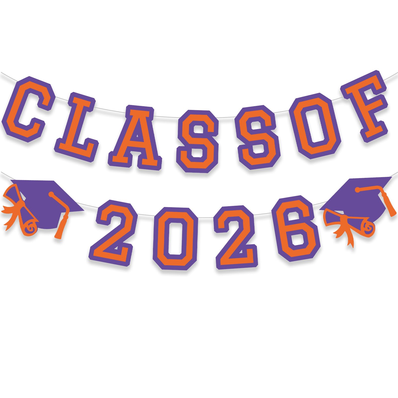 Class of 2026 Graduation Banner University College Grad Garland Decoration Party Supplies High School Colors Purple Orange