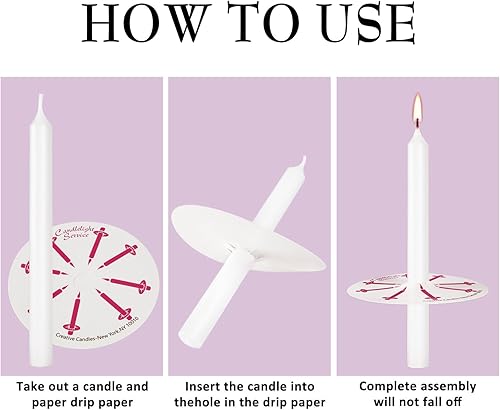 Miniatura 8 de 150 paquetes de velas de iglesia blancas sin perfume sin humo con protectores de goteo para servicio devocional de vigilia a la luz de las velas.