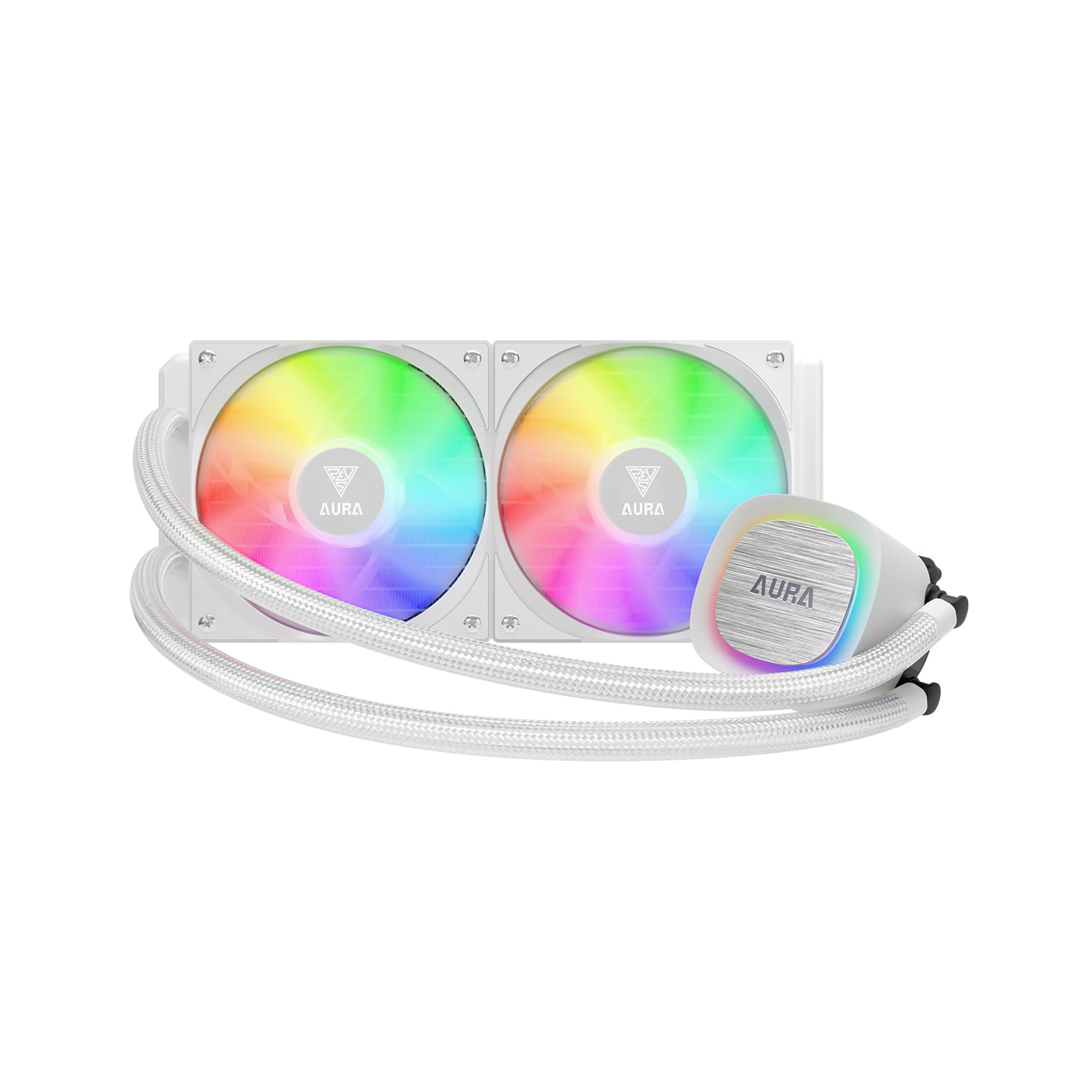 GAMDIAS Dissipatore Liquido 240mm, Design Nascosto dei Cavi, Ventola ARGB PWM con 30 Effetti Luminosi, MB Sync, per Intel 1700& AMD AM5/AM4, Bianco