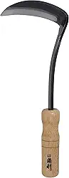 KAKURI Ferramenta de jardim japonesa para enxada de foice de 12 cm, feita no Japão, Removedor manual Nejiri Gama para raspar e cortar ervas daninhas, lâmina de aço carbono japonesa laminada afiada