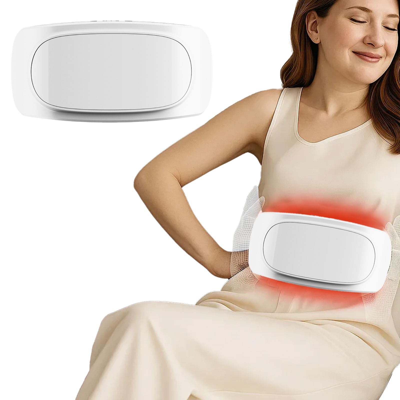 Kabelloses Bauchmassagegerät mit Rotlicht & Vibration,Bauchmassage mit Wärme,Elektrischer Bauchmassagegerät 2 Geschwindigkeiten,Taillenmassagegerät Eine für Beine und Nacken Muskelentspannung