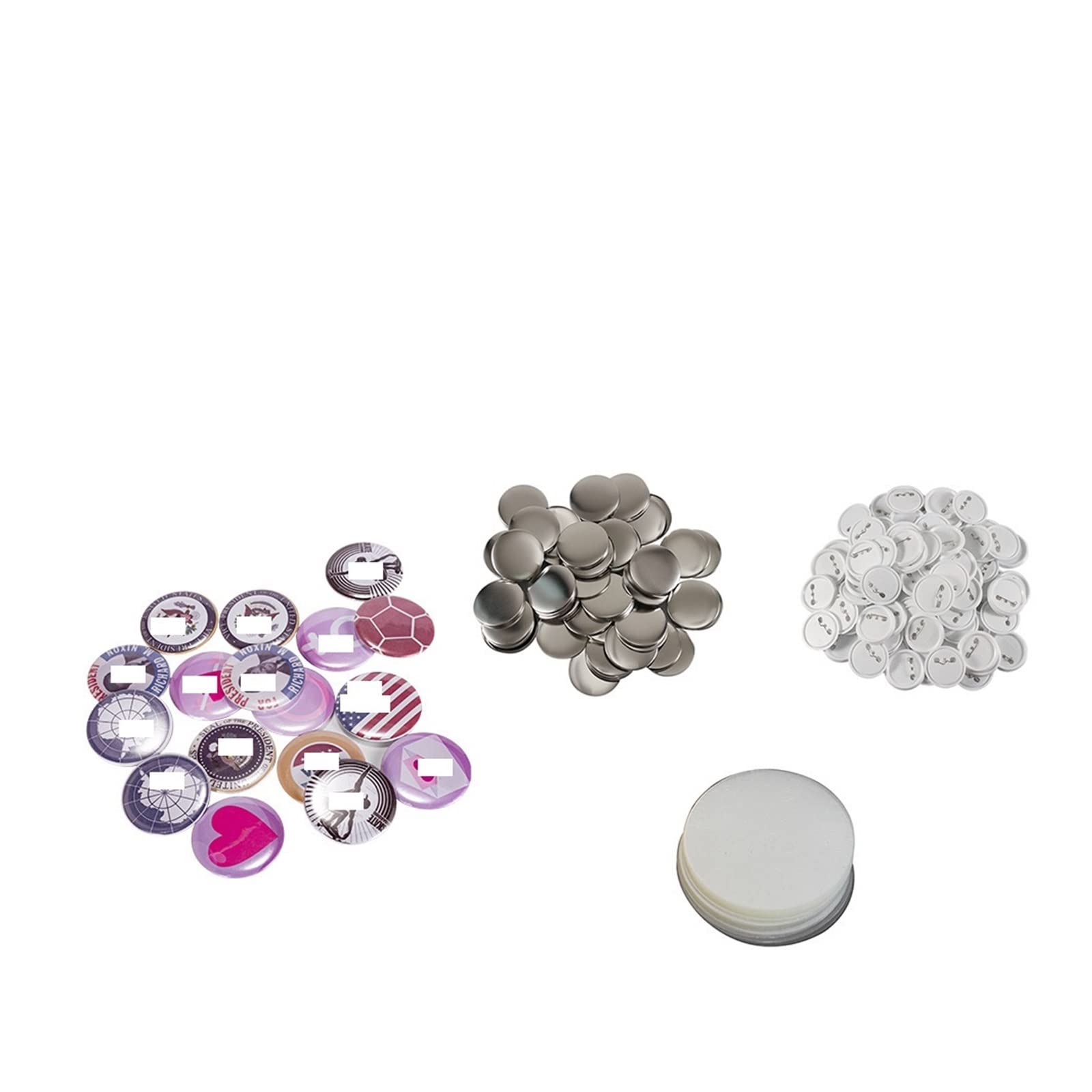 NGTFDCP Badge Machine, 100pcs Round Blank Pin Button Badge Material Parts DIY Component Making Materials DIY Crafts(44mm)