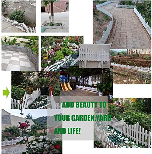 Finderomend 12PCS White Plastic Fence Garden Picket Fence Lawn Flowerbeds Plant Borders Decorative Garden