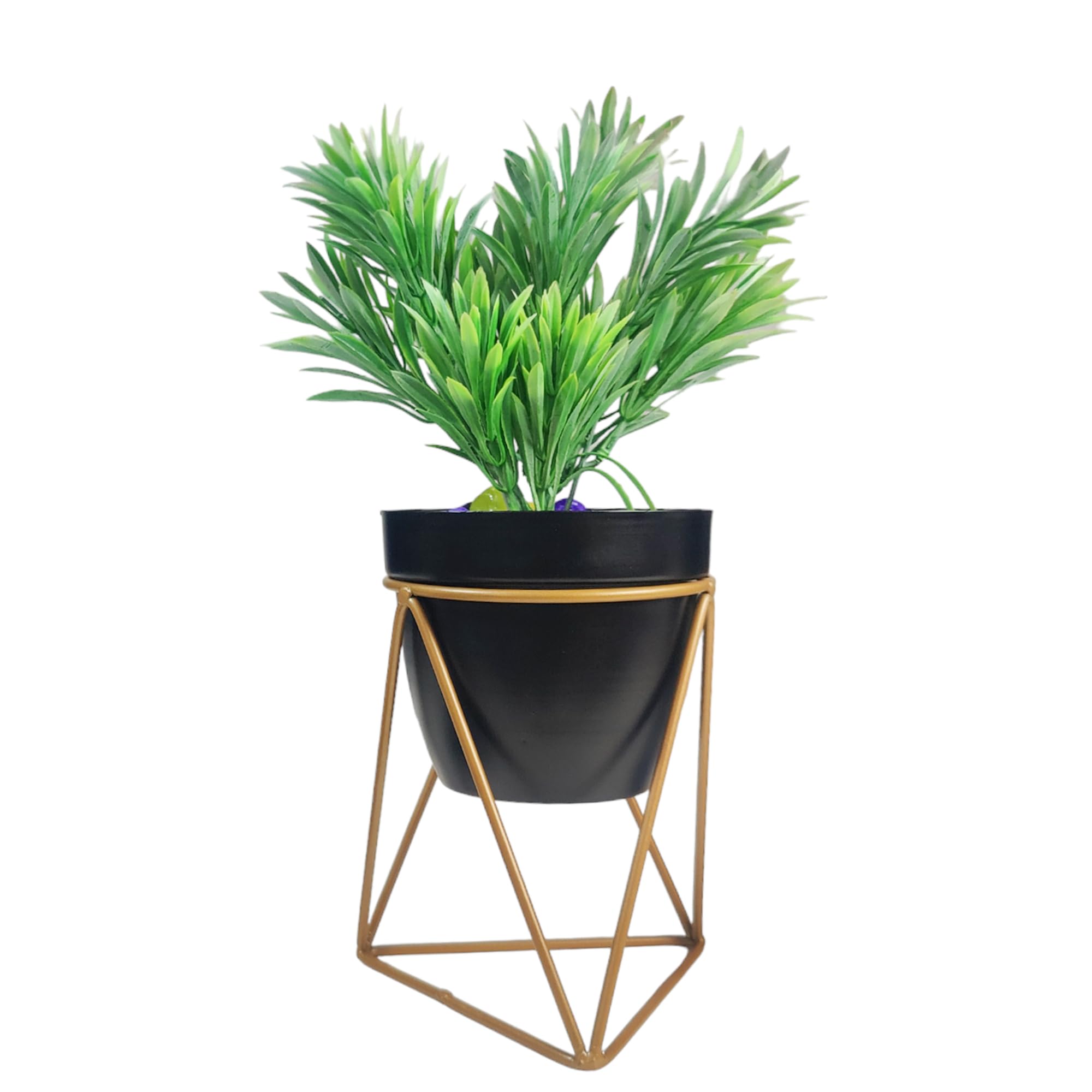 Decorative Black Cylindrical Metal Tabletop Planter with Gold Crossed Stand Flower Vase Pot | Office, Dining, Living, Indoor&Outdoor Gardening (Black) (B0CWB6L16F) Amazon Price History, Amazon Price Tracker