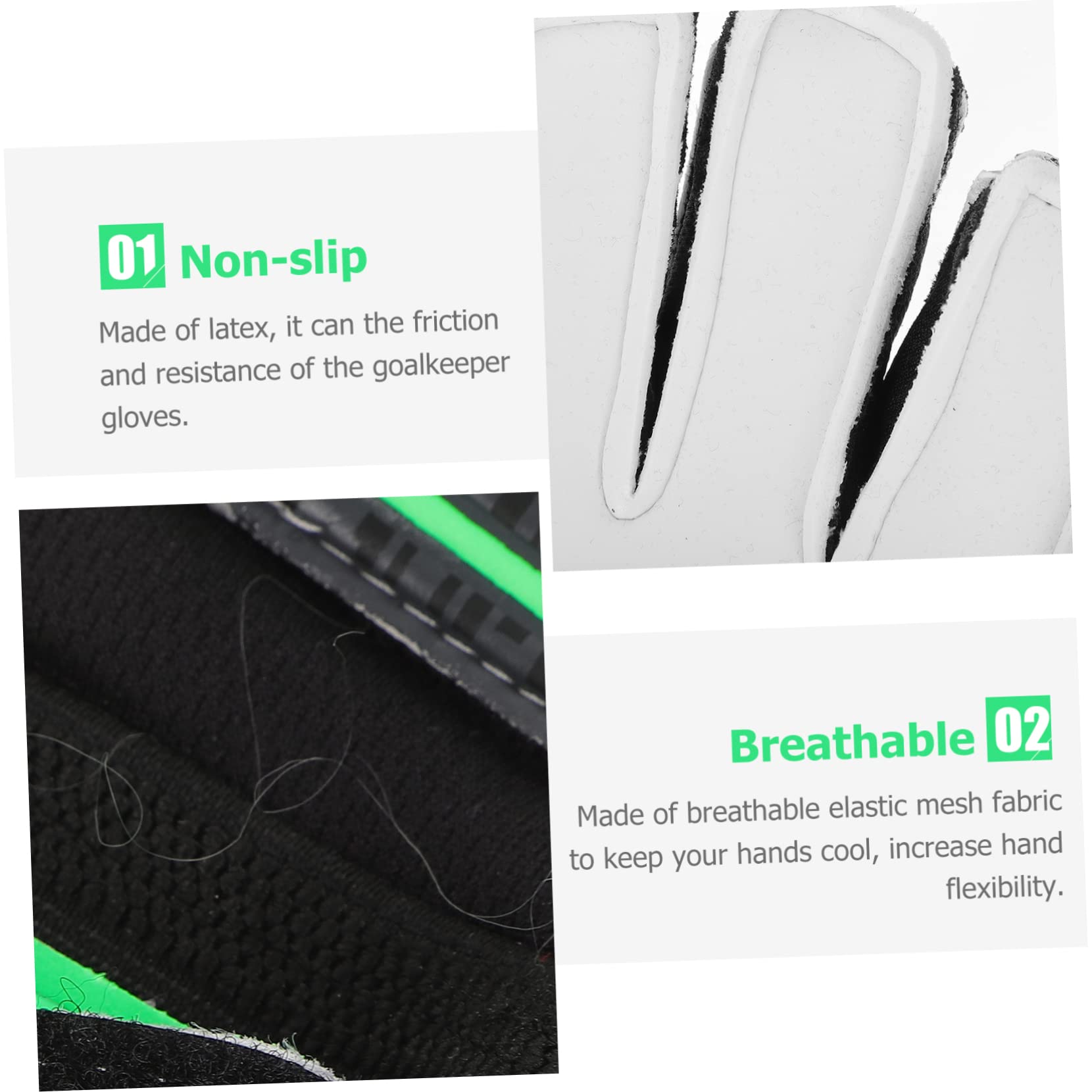 KOMBIUDA 1 Pair of Outdoor Goalkeeper Green Soccer Glove Veltine Goalkeeper Football Accessory