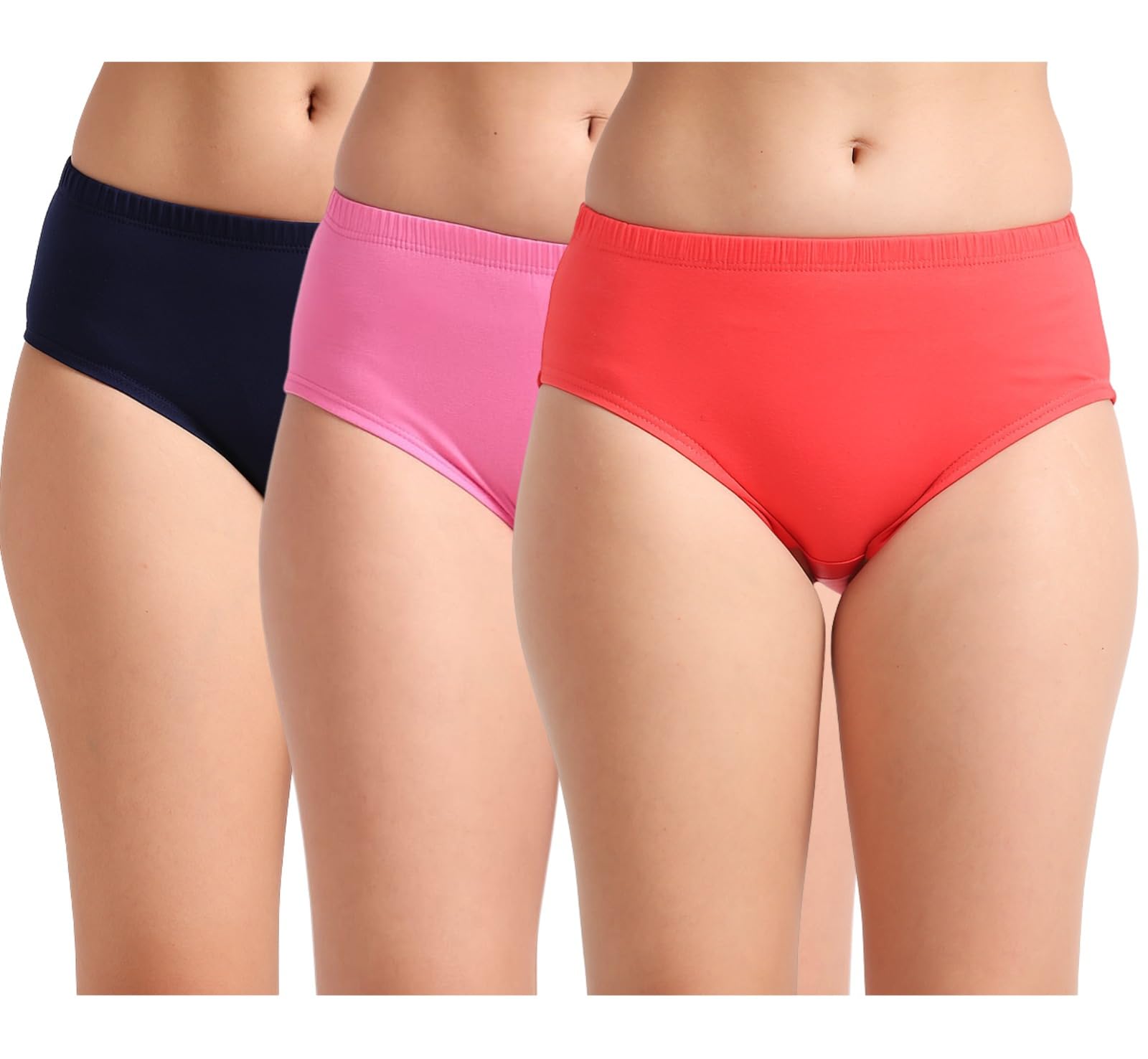 FMO Combed Cotton Panties with consealed Waistband - Pack of 3 - Assorted-image-10