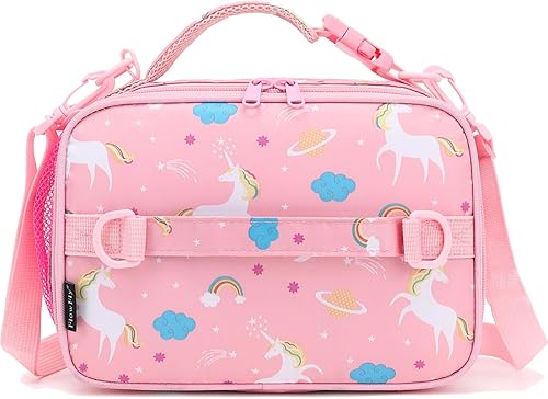 FlowFly Lonchera para niños, duradera y aislada con correa para el hombro y soporte para botellas, resistente al agua, térmica, pequeña, para FlowFly Lonchera para niños, duradera y aislada con correa para el hombro y soporte para botellas, resistente al agua, térmica, pequeña, para