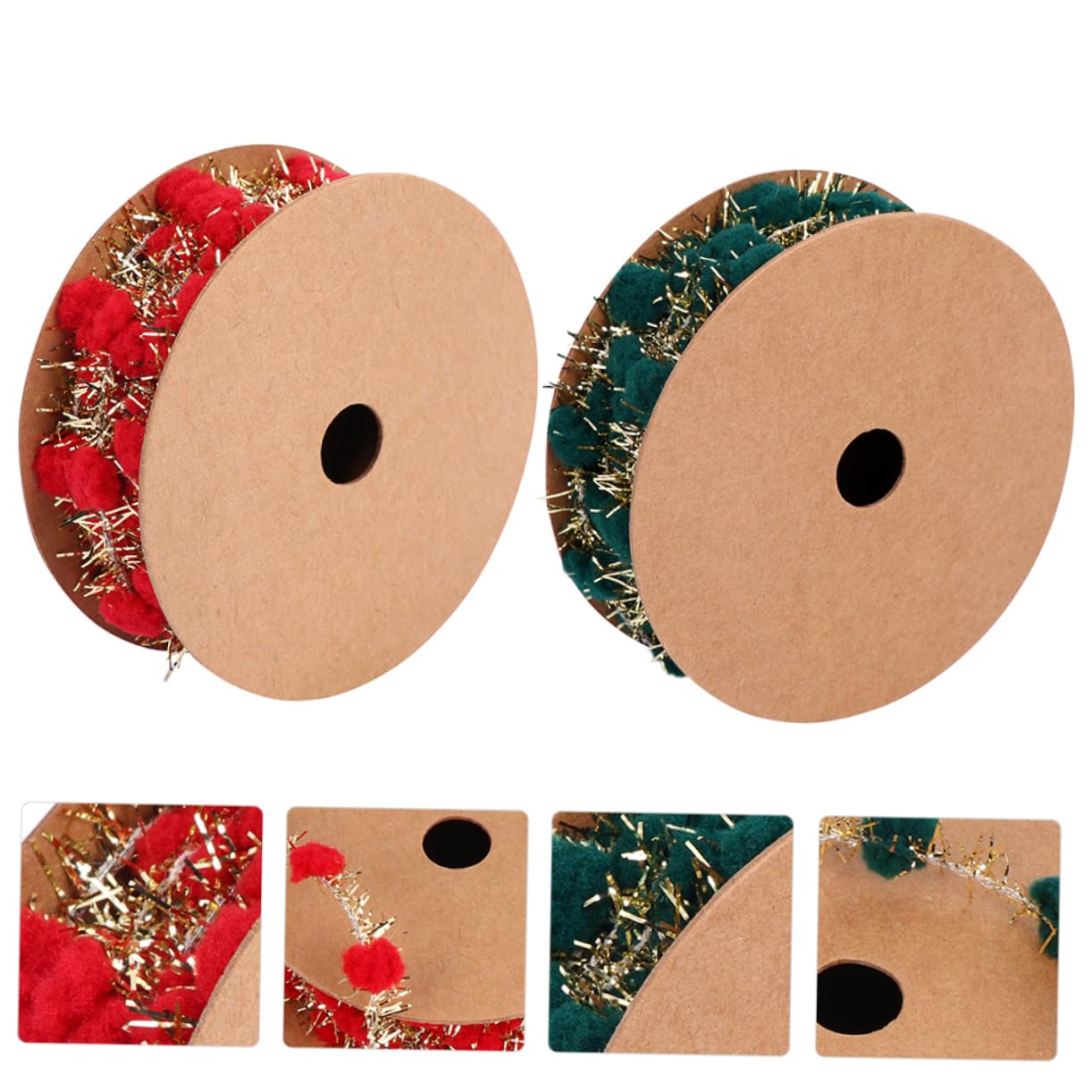 EXCEART 6rollos Cinta Decorativa De Pompones De Purpurina Para Árbol De Navidad De Cinta Para Manualidades y Para Decoración De Fiestas y Eventos