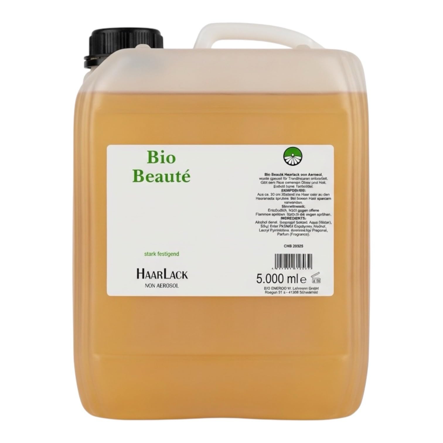 Bio Energo - Laca para el cabello (spray sin aerosol/gas propulsor, fijación extrafuerte, 5 L)