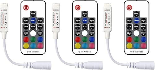Controlador LED RGB de 12 V CC con regulador de intensidad de control remoto inalámbrico RF de 17 teclas para tiras de luces LED 5050 3528 5630