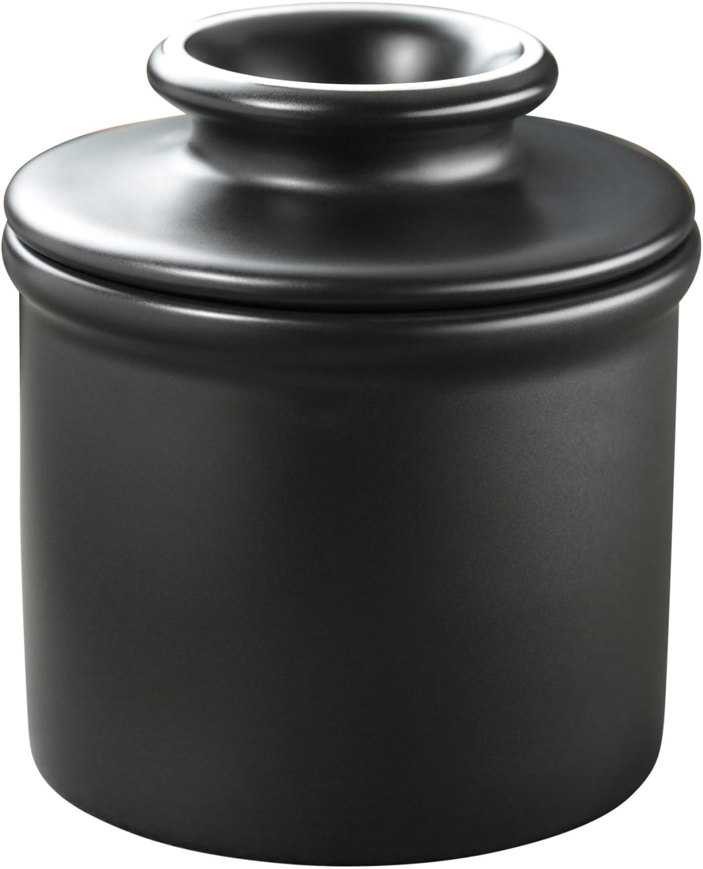 THE WHITE SHOPThe Original Butter Bell crock, a Countertop French Ceramic Butter Dish Keeper for Spreadable Butter, Ivory Matte(Black)