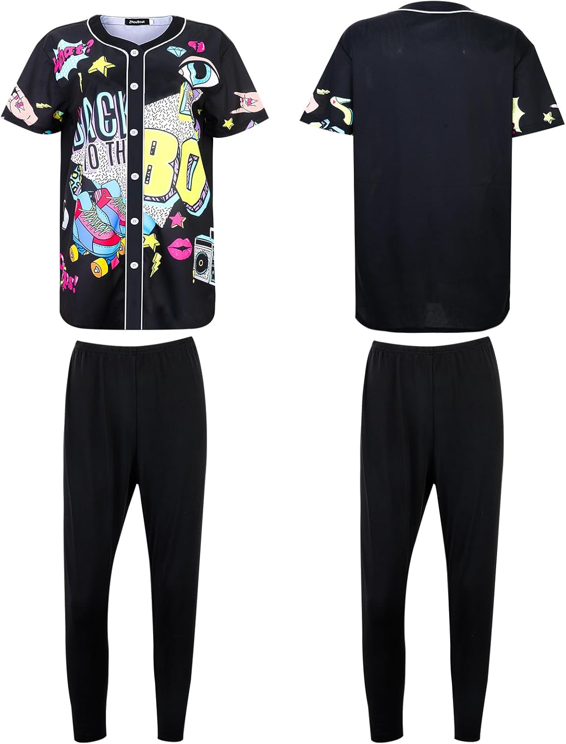 80s Outfit for Women, 80s Accessories with Shirt Leggings Gloves Necklace Earrings Sock Headband Glasses for Cosplay - Image 2