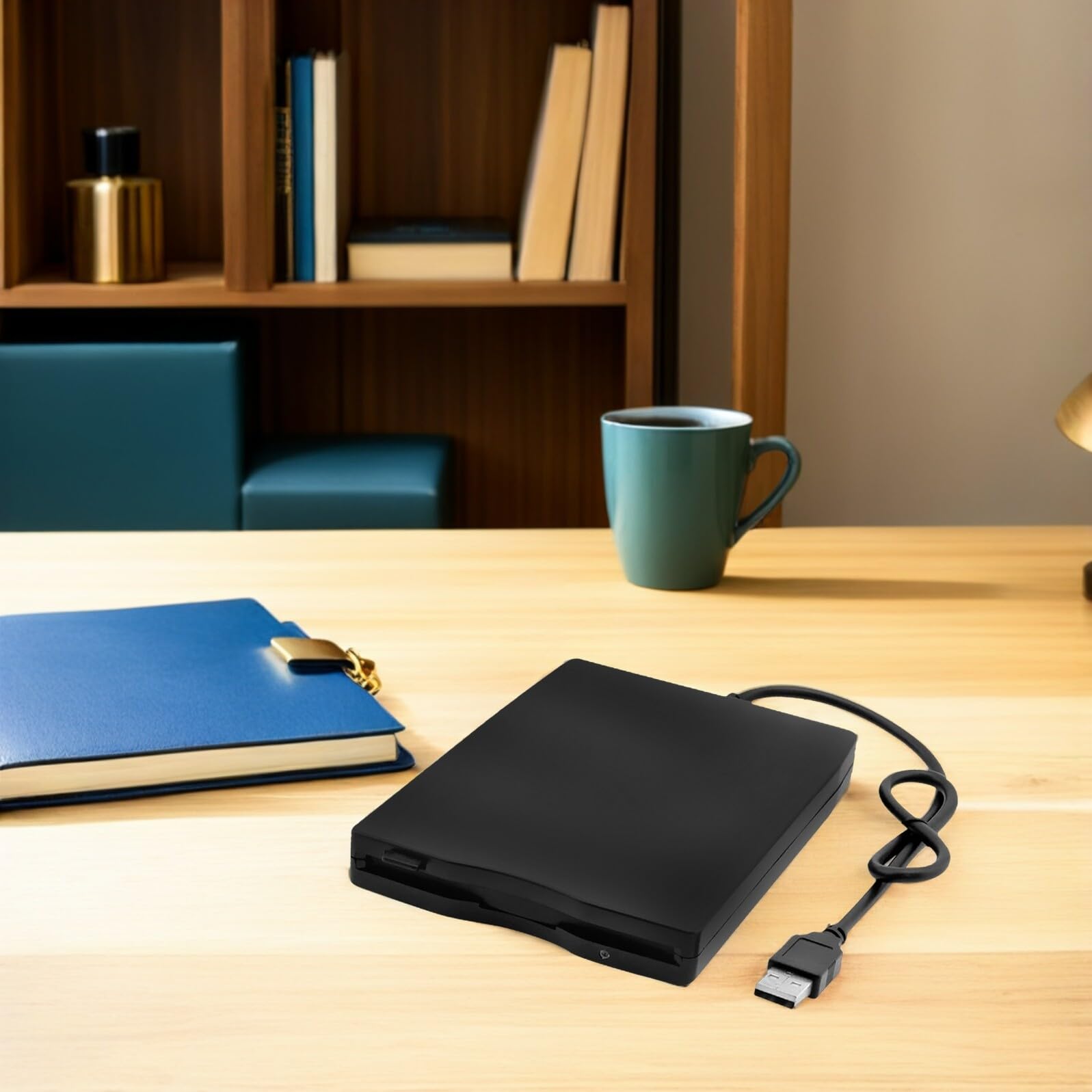 OSALADI Lecteur de Disquette Externe USB 2.0 Noir, Transfert de Données Stable, Compatible Plupart des Systèmes, Design Compact pour Transport Pratique