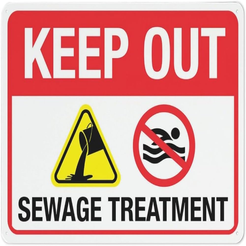 Keep Out Sewage Treatment Sign 12X12 Inch Rust Free Aluminum Signs Outdoor Metal Signs For Home Farm Yard, Business