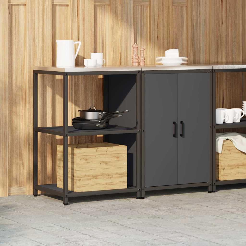 Küchenlager-Set 2-teilig aus Stahl, Küchenunterschrank mit Regalen und Türen, Moderner Vorratsschrank für die Küchenorganisation, 120 x 50 x 92 cm, Anthrazit