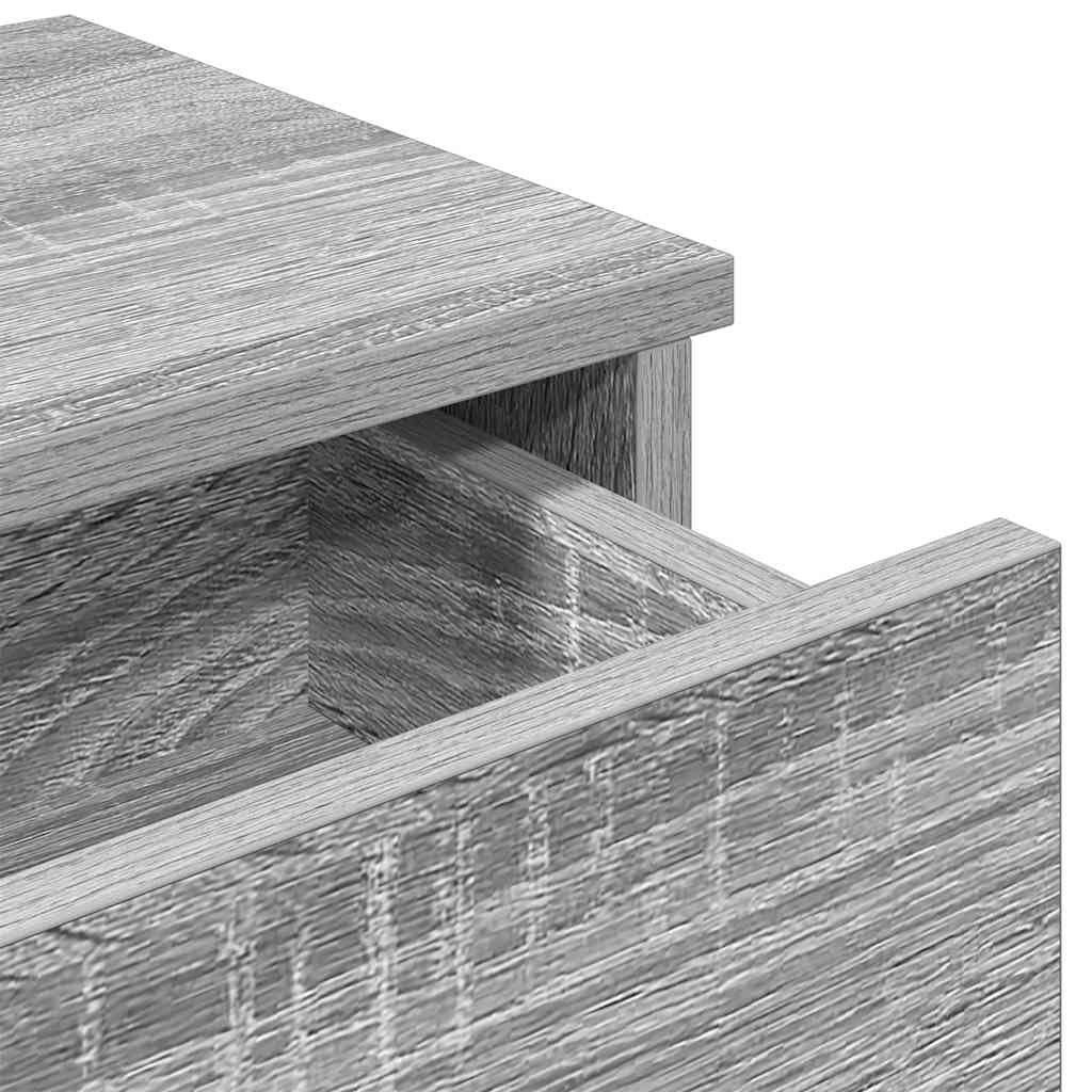 Homgoday Estante de Pared con cajones Madera contrachapada Roble Ahumado Estantería de Pared Colgante Flotante Almacenamiento Espacio Decoración Artículos Diarios en Familia