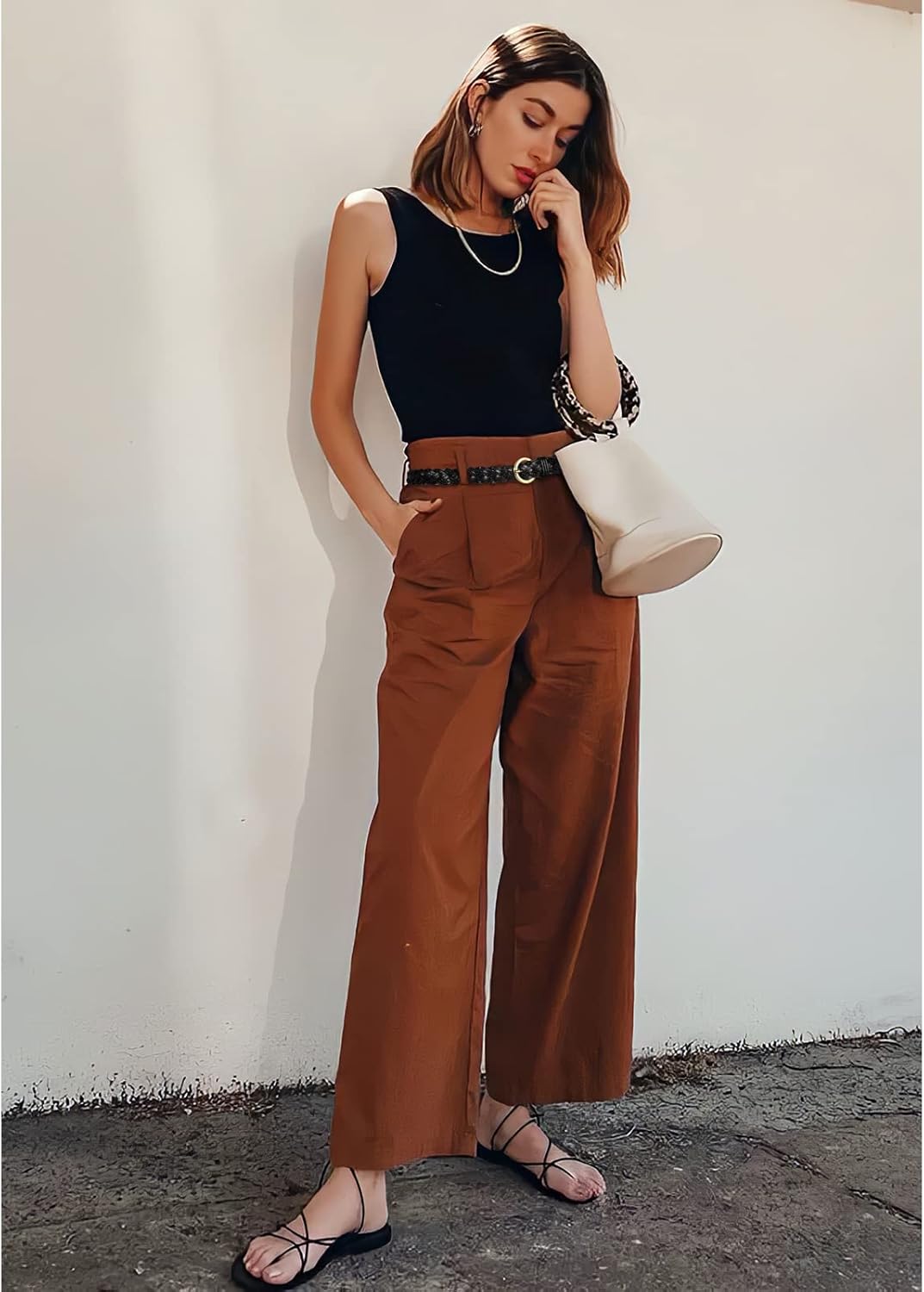 XZQTIVE 2 Pieces Women's Braided Leather Belts Casual 0.9" Skinny Woven Belt for Jean Pant - Image 2