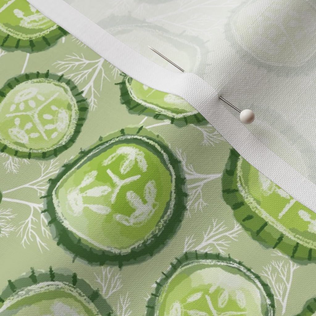 Spoonflower Fabric - Pickles Sage Medium Garden Green Pickle Food Printed on Petal Signature Cotton Fabric by The Yard - Sewing Quilting Apparel Crafts Decor