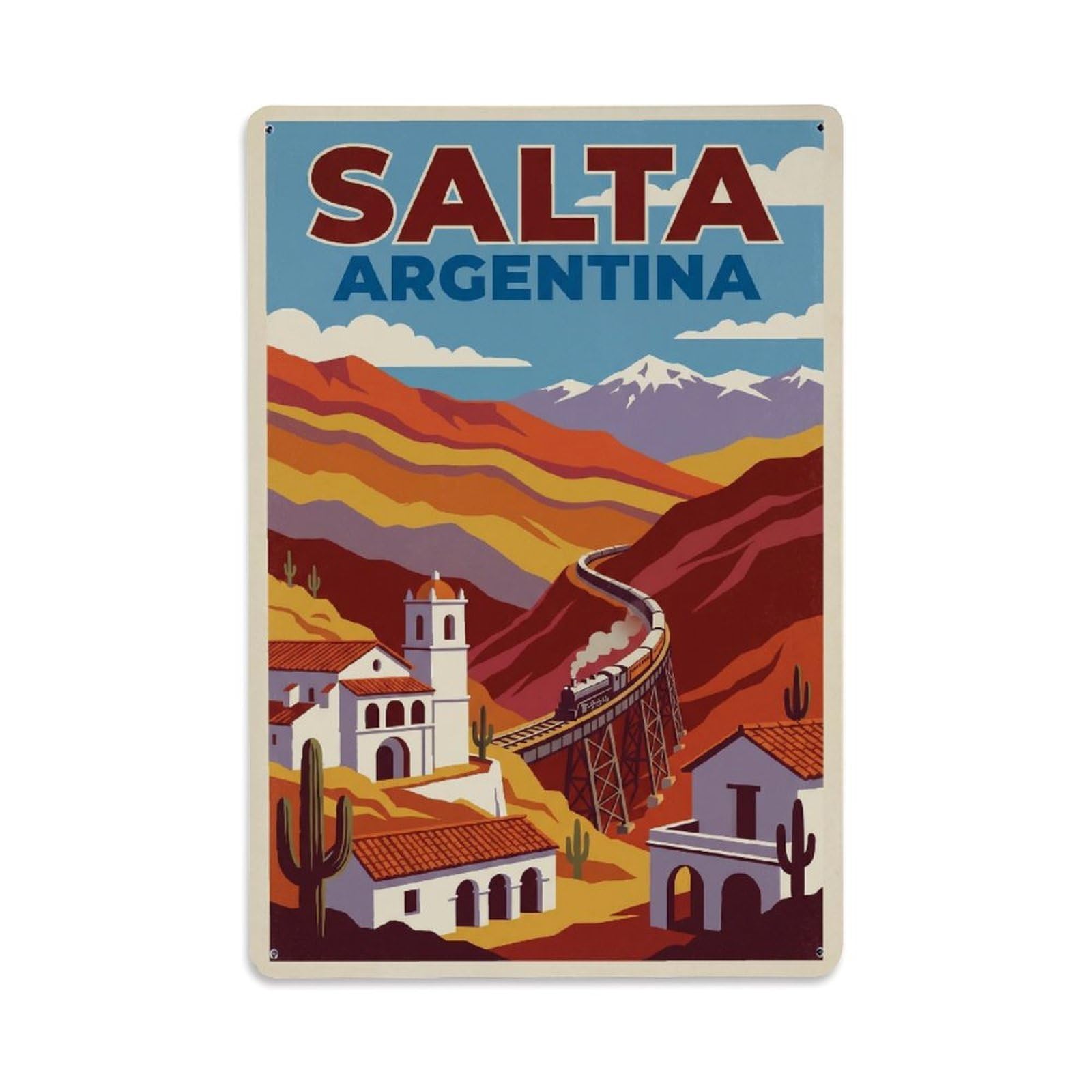 Vintage Argentina Salta Travel Metal Tin Sign