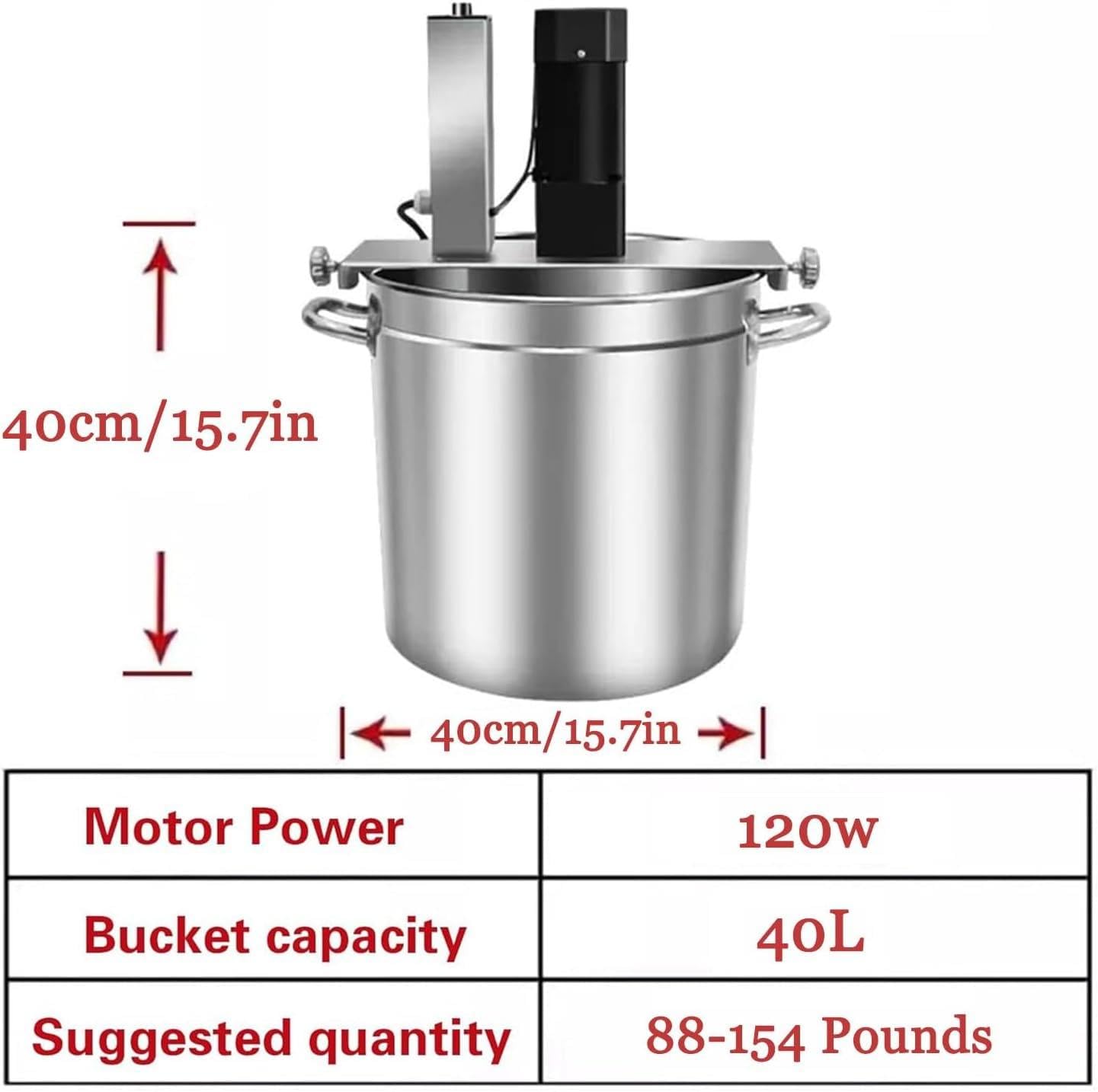 Pentola Cottura Automatica Mescolatore,Mescolatore Automatico Pentole Riscaldamento Diretto,Con Raschietto,Velocità Regolabile per Marmellate,Salse,Ripieni,Condimenti Pentole Calde,Zuppe,40L