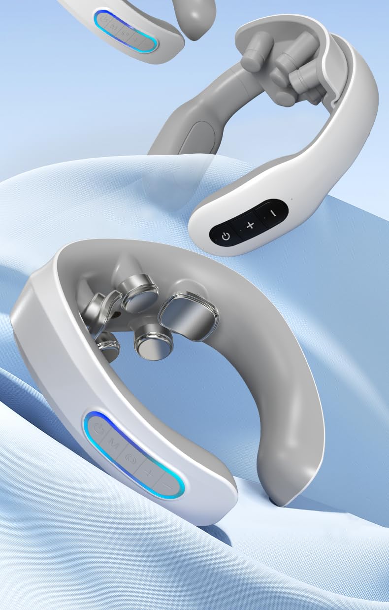 Masseur Cervical, Masseur électrique Portable à 6 têtes avec Thérapie Thermique à 42°C, Fonction Vocale Intelligente, Convient à la Maison et au Bureau