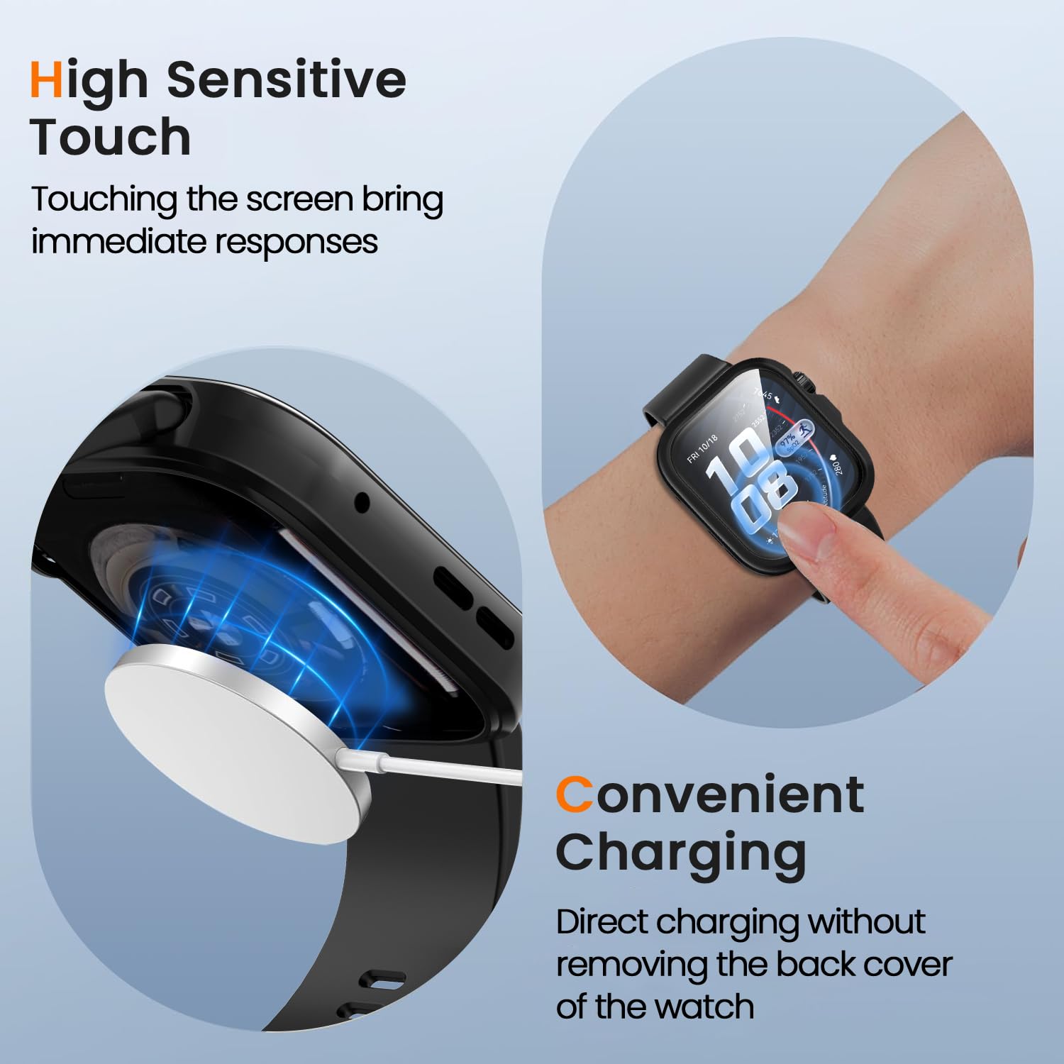 ivoler 3 szt. Etui + Folie Ochronne dla Huawei Watch Fit 5 Pro, Pełne Pokrycie, Czarny