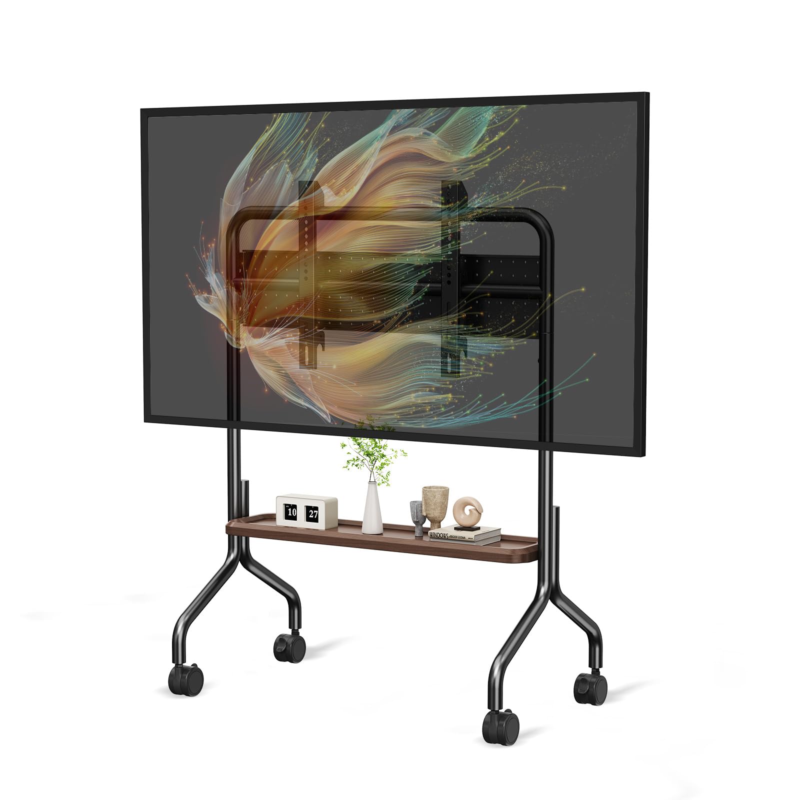 Mobile TV Cart Easel Rolling TV Stand for 32 to 75 Inch LCD LED OLED Flat Panel Screens, Portable Floor TV Stand with Locking Wheels Hold Up to 110