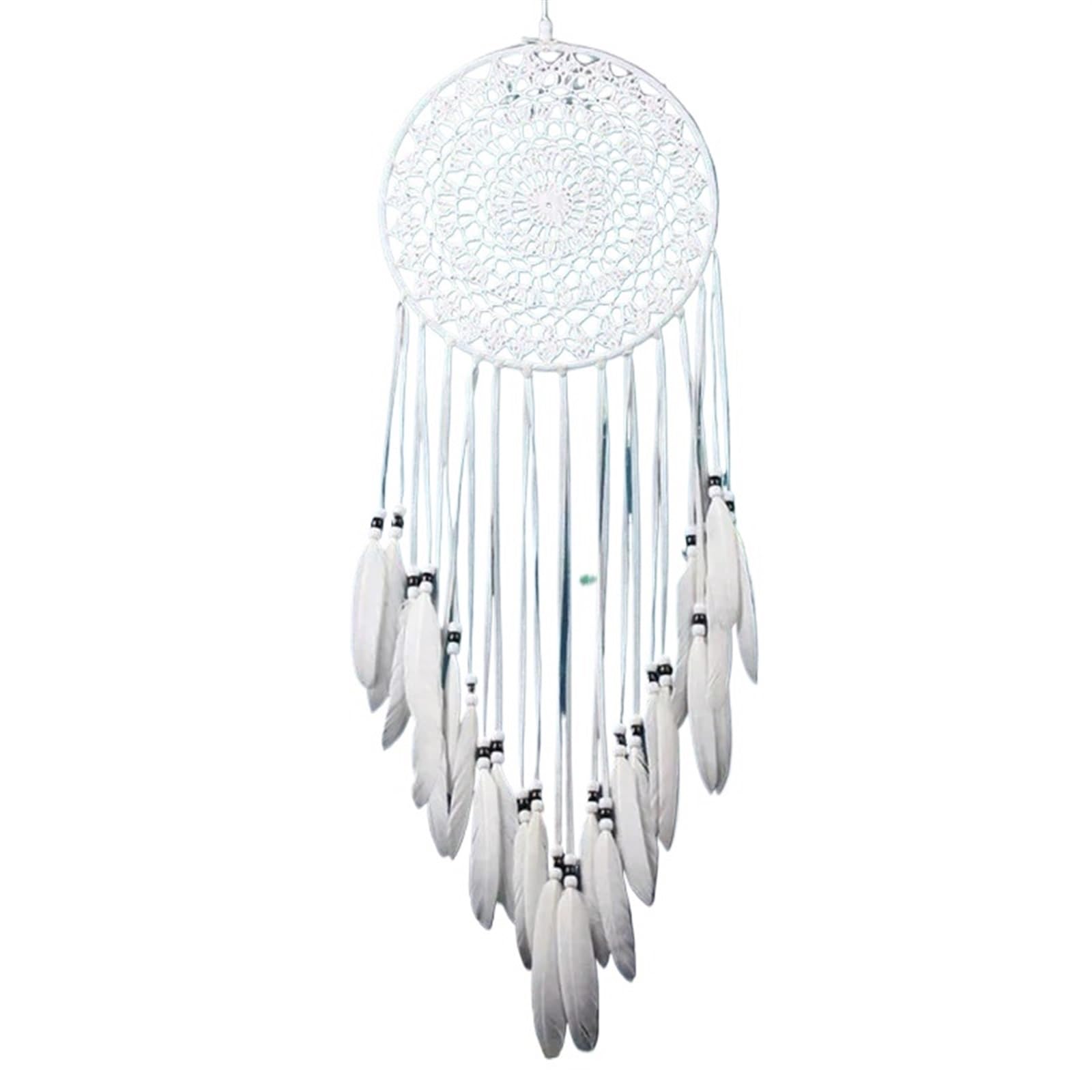 Dream Catchers White Dream Catcher Style Feather Weaving Wall Hanging Home Living Room Adult Bedroom Decor Wind Chimes Dreamcatcher