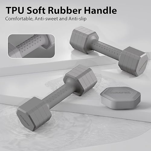 Miniatura 4 de Juego de 2 mancuernas ajustables, 4 en 1, juego de mancuernas de peso gratis para mujeres en casa, juego de mancuernas de 5 libras con mango cómodo