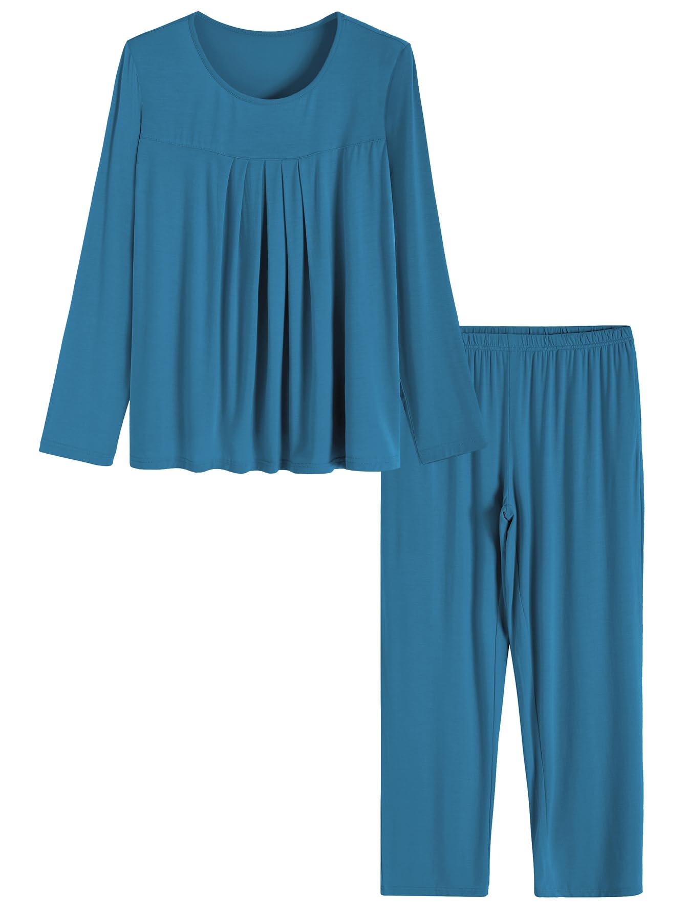 Latuza Women's Petite Long Sleeves Pajamas Set Petite Size Viscose Top and Pants