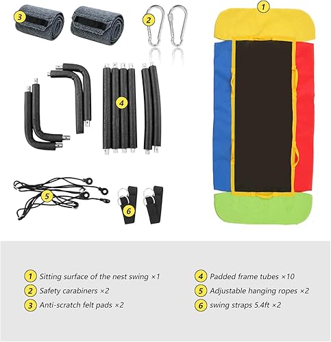 Miniatura 7 de Columpio de árbol de plataforma rectangular de 60 pulgadas para niños y adultos, columpio volador gigante con correa ajustable para colgar, tela de