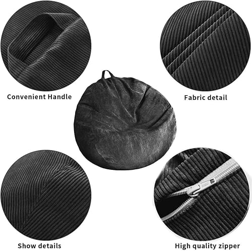 Miniatura 6 de NONCHI Funda para silla puff para adultosadolescentes (sin relleno), almacenamiento de animales de peluche de pana de alta calidad, funda para sofá