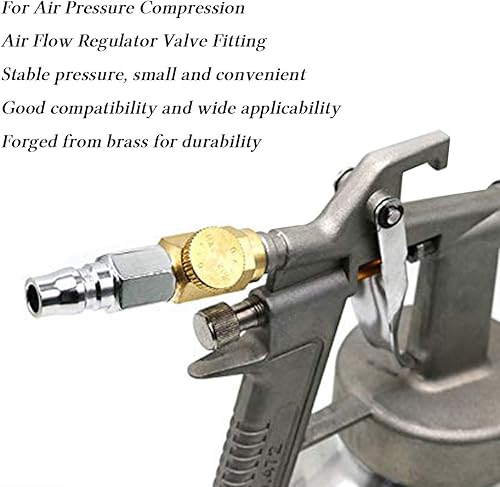 Miniatura 5 de Quickun Válvula reguladora de flujo de aire en línea de latón neumático, 14" NPT macho y hembra, herramienta del compresor de presión de aire
